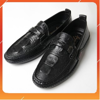 Giày da nam giày lười nam FTT Leather dập vân cá sấu da thật 100%