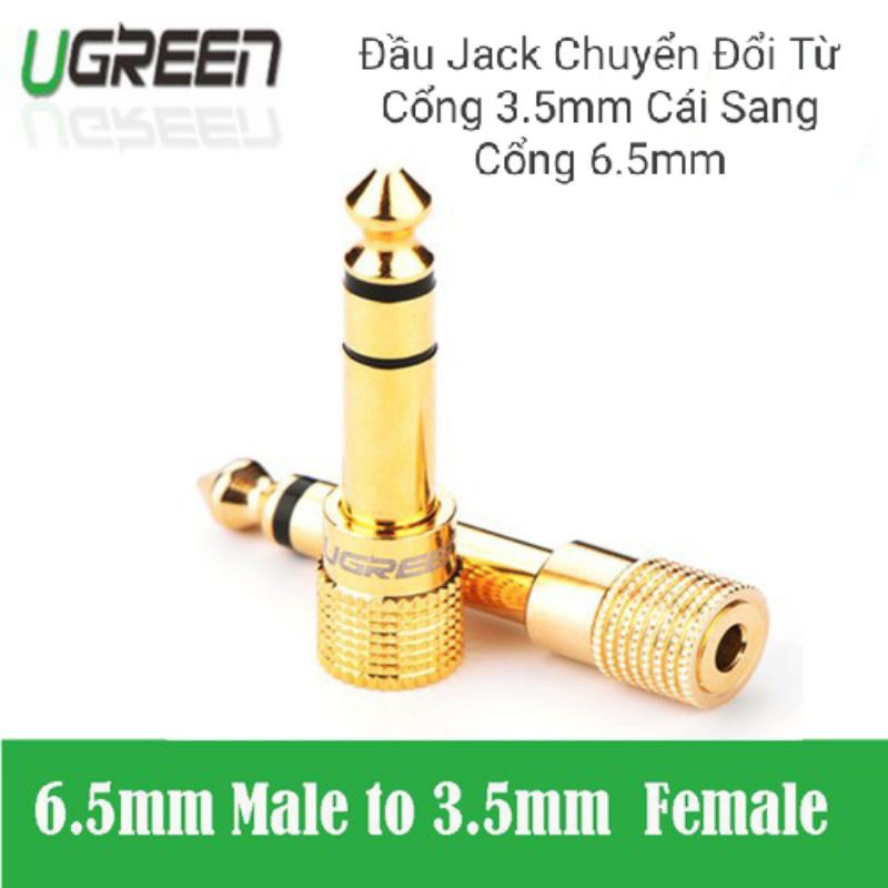 Đầu chuyển đổi âm thanh 6.5mm đực sang 3.5mm cái, UGREEN 20503 - Hàng Chính Hãng