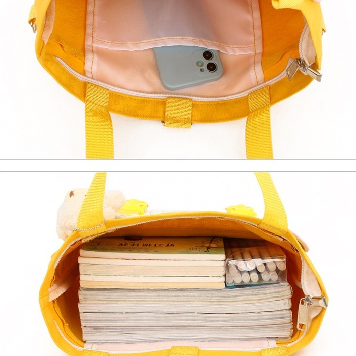 Túi tote đeo 3 kiểu đi học, túi đựng sách vở học sinh, sinh viên phong cách Hàn quốc dễ thương