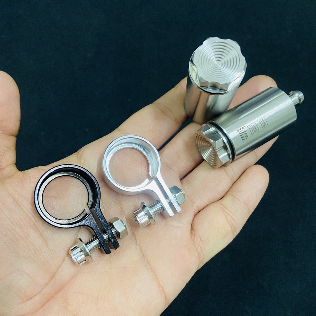 Bình dầu inox đặc 304 nguyên khối gia công CNC , sử dụng cho tay thắng bình dầu rời, thắng đĩa sau xe máy