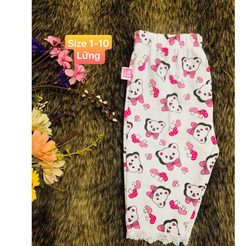 Quần legging Lửng Cho Bé Gái Chất Thun Cotton Co Dãn Mịn (4-25kg)