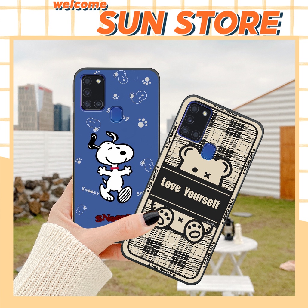 Ốp Samsung A21S/ M21 gấu bear cute, snoopy, pochacco dễ thương, ốp lưng thời trang cao cấp