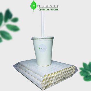 Ống hút giấy phi 12 (50 ống) Yokovic màu Trắng(bọc màng,không bọc) - Ống hút giấy YKV009 bảo vệ môi trường.