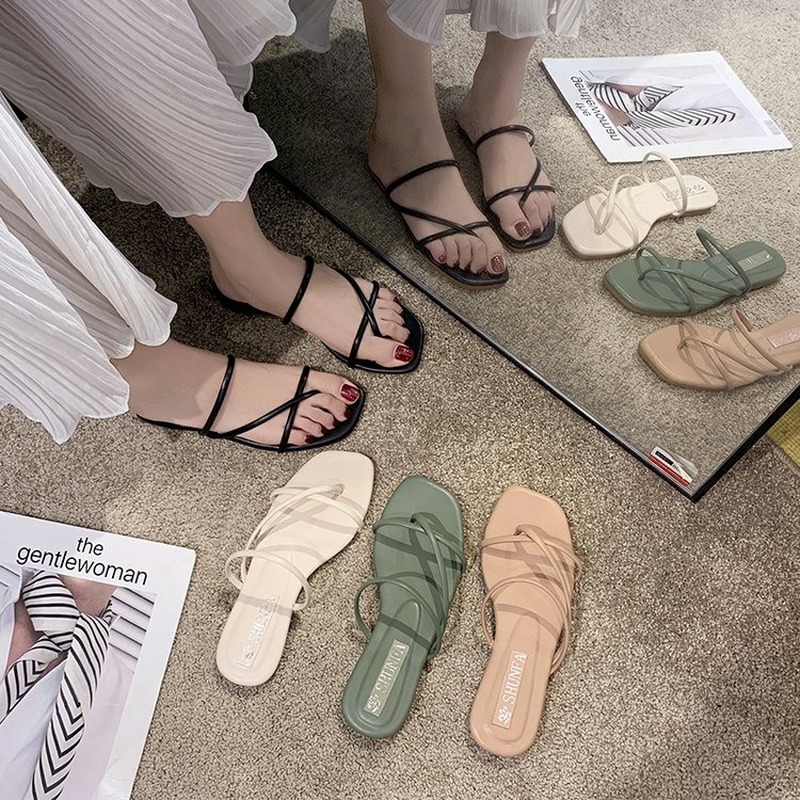 Giày Sandal Đế Bằng Quai Chéo Thoải Mái Thời Trang Hàn Quốc Cho Nữ