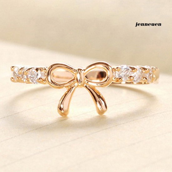 Nhẫn Hợp Kim Đính Đá Hình Nơ Xinh Xắn Cho Nữ