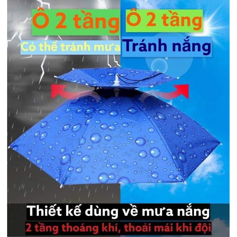 Ô Đội Đầu Câu Cá - Dù Đội Đầu Tránh Nắng Mưa Tiện Lợi Ơ ( Giao Màu Ngẫu Nhiên )