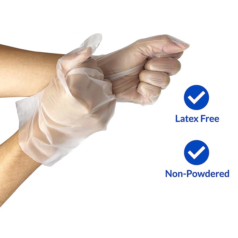 Set 100 găng tay nhựa TPE trong suốt dày dặn dùng một lần chống ô nhiễm