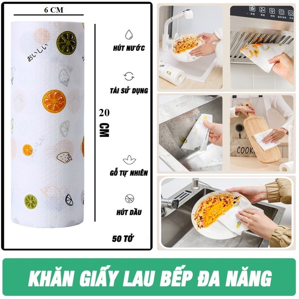 Cuộn giấy lau bếp - Khăn lau đa năng Latimax bằng vải không dệt bền dai, sạch dầu mỡ chống thấm tiện dụng (50 tờ/cuộn)