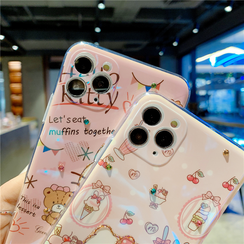 Ốp Điện Thoại Silicon Mềm Họa Tiết Hello Kitty Ánh Xanh Dương Lấp Lánh Cho Iphone 12 Mini 12 Pro Max 11 Pro Max Xr X Xs Max 8 7 Plus