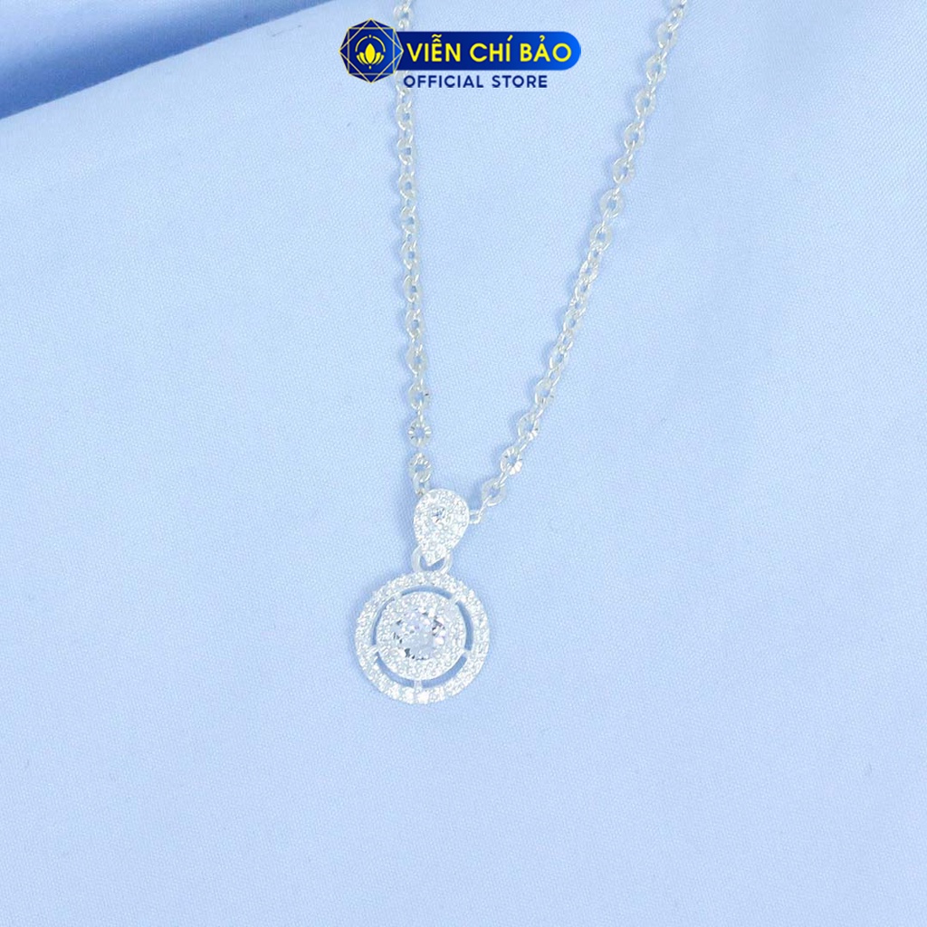 Dây chuyền bạc nữ mặt tròn đá trắng bạc S925 thời trang phụ kiện trang sức nữ Viễn Chí Bảo D400776x