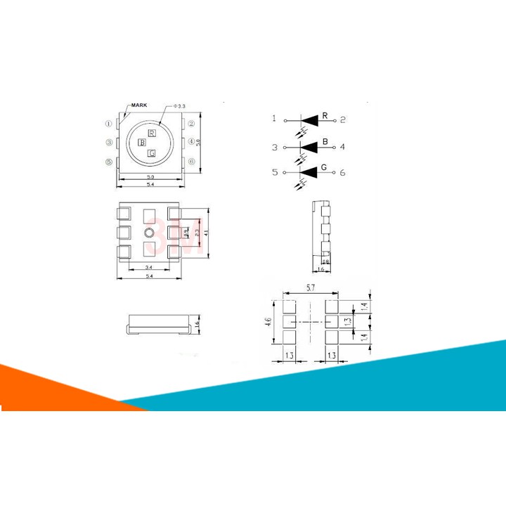 Sản phẩm Led RGB 5050 SMD 5x5mm - 1 Con