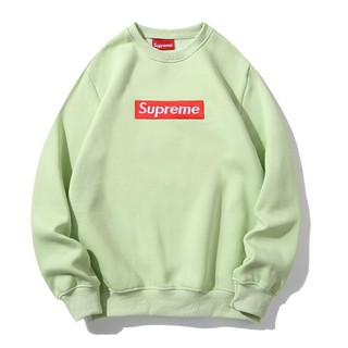 Áo Sweater Vải Cotton Cổ Tròn Thêu Chữ Supreme Thời Trang Cho Nam Nữ