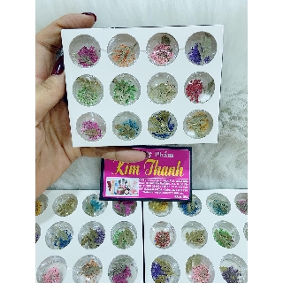 Set Hoa Lá Khô Chùm Trang Trí Nail 12 ô