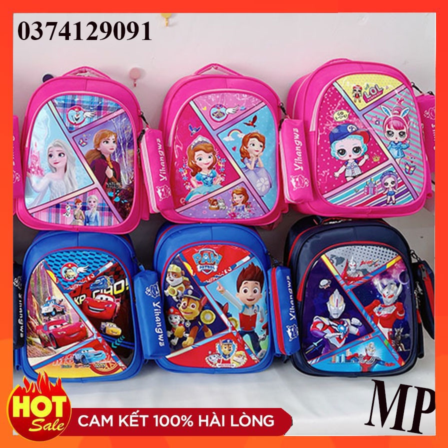 [ Size cao 37cm] Balo cho bé hình 3D dễ thương siêu nhẹ chống thấm tuyệt đối Kèm theo túi đựng bút bằng vải xinh xắn