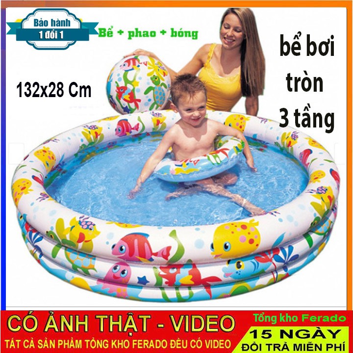 Bê bơi tròn 3 tầng tặng kèm bóng cho bé