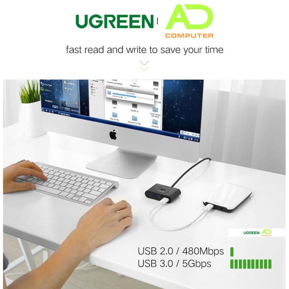 Hub USB 3.0 4 cổng tốc độ 5Gbps UGREEN CR113 - Hàng phân phối chính hãng - Bảo hành 18 tháng