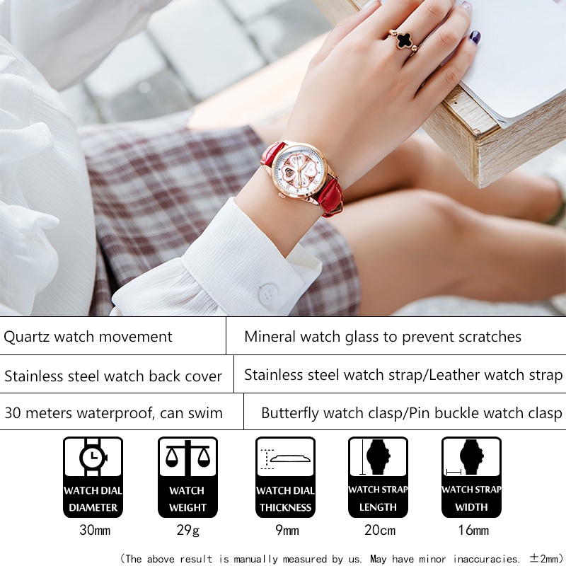 Đồng hồ quartz chống thấm nước với dây đeo da WISHDOIT