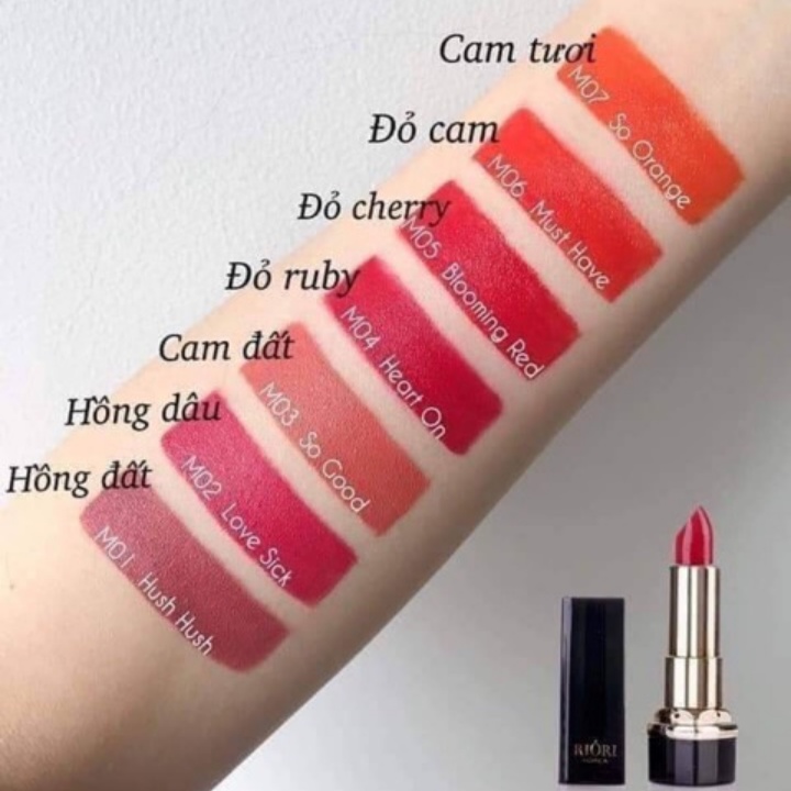Son Lì Không Chì RIORI Matte Me Lipstick M05 Đỏ Cherry - Son Lỳ Hàn Quốc lâu trôi, chứa Vitamin E giúp dưỡng môi mềm mịn