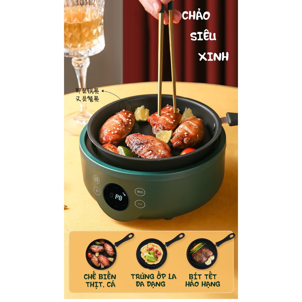 Nồi điện đa năng nấu, xào, chiên, luộc, lẩu,... kèm chảo 1,8L GXD25HC tặng tấm cách nhiệt + xẻng gỗ