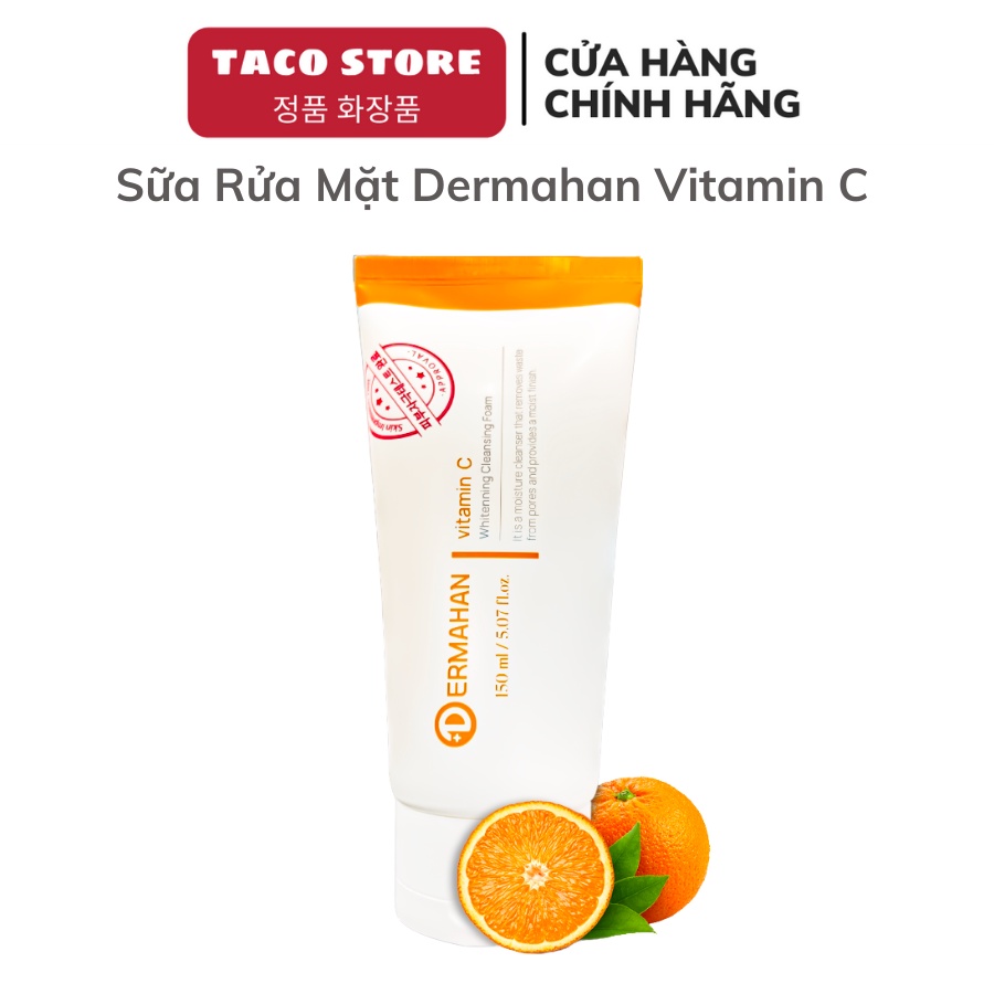 Sữa Rửa Mặt Vitamin C Phục hồi, Dưỡng Sáng Da Dermahan 150ml