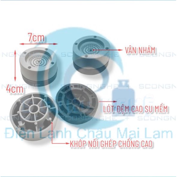Bộ 4 chân Chống rung chân đỡ đa năng, chống rung máy giặt cao cấp