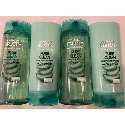 Combo Dầu Gội-650ml/Dầu Xả-621ml Fructis Pure Clean với chiết xuất lô hội và vitamin E làm sạch tóc (HÀNG MỸ)