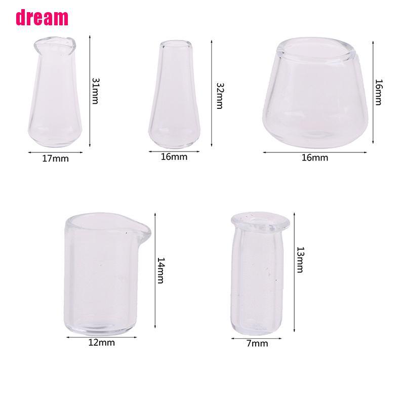 Bộ 5 mô hình cốc thủy tinh tỷ lệ 1:12 cho nhà búp bê