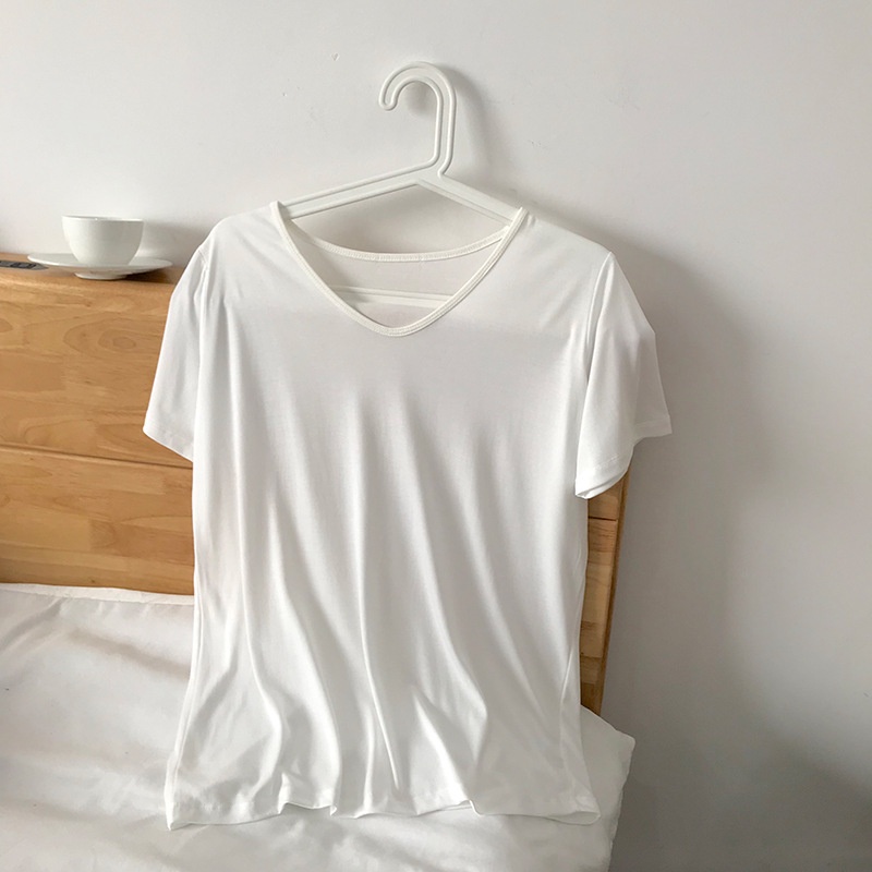 Áo phông nữ cổ tim form rộng ❤️Icotton❤️ áo thun trơn tay lỡ đẹp cotton mát mẻ nhiều màu sắc, trắng, đen