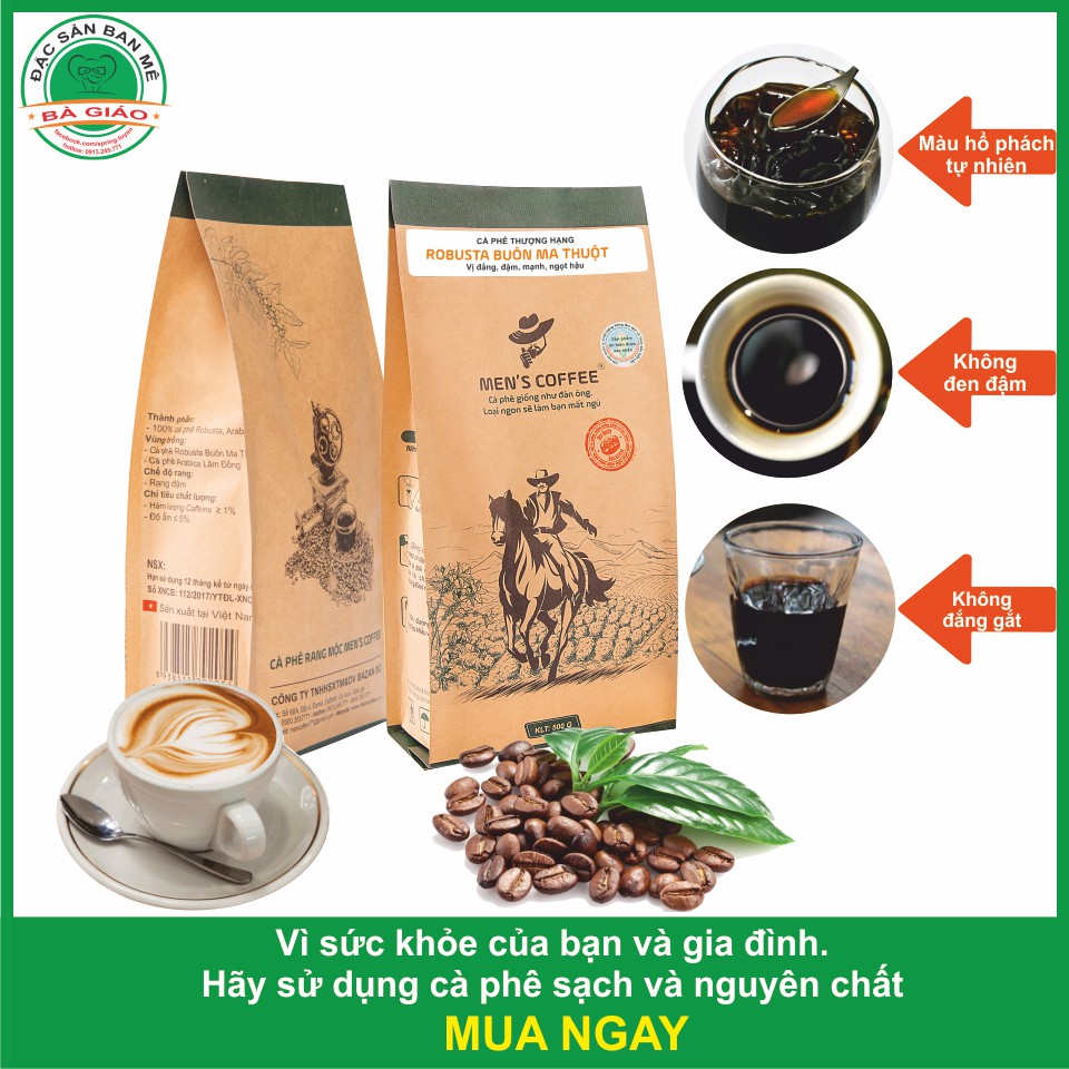 Cà Phê BỘT Men's Coffee - Dòng ROBUSTA Đặc Sản Buôn Ma Thuột gói 500gr | BigBuy360 - bigbuy360.vn