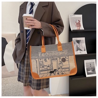 Túi Công Sở Canvas Vintage phối da Size to