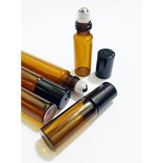 Bộ 10 chai thủy tinh 5ml,10ml nắp đen bống bi lăn thép chiết nước hoa vỏ trống không có tinh dầu