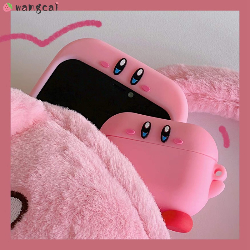 Vỏ Bảo Vệ Hộp Sạc Tai Nghe Airpods 1 2 3 Pro Airpods3 Bluetooth Không Dây Bằng Silicon Họa Tiết Kirby Màu Hồng