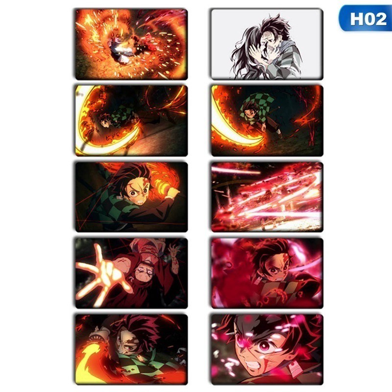 Set 10 sticker ảnh dán hoạt hình anime Kimetsu No Yaiba Lomo thiết kế sáng tạo cho học sinh