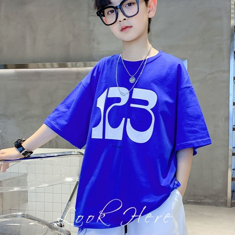 Áo thun BXPB tay ngắn cổ tròn in họa tiết thời trang mùa hè cho bé trai 3-15 tuổi tùy chọn màu sắc