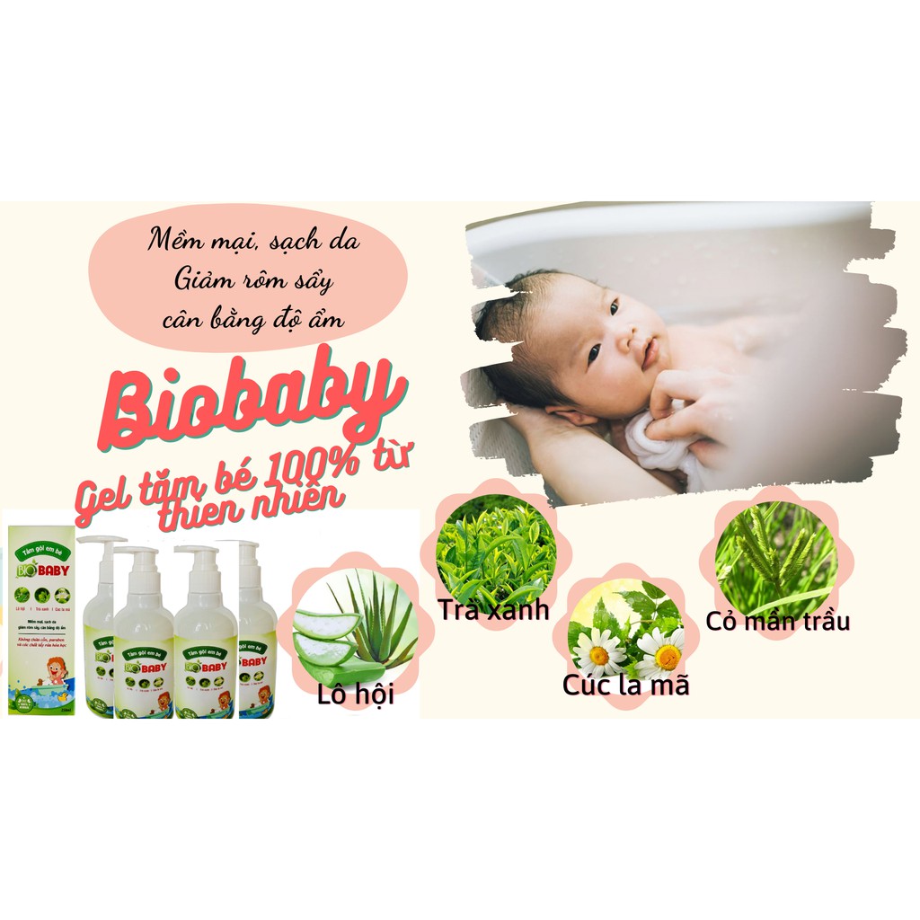 [COMBO KHUYẾN MÃI]Gel tắm bé 100% Thảo dược từ Thiên nhiên Biobaby 250ml - BO02