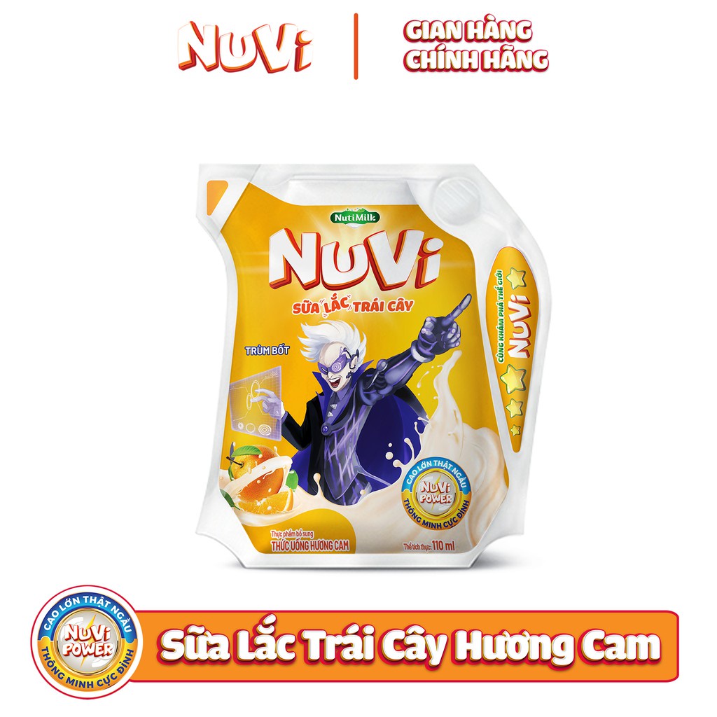 [HSD T8-2022] Thùng 24 túi Nuvi Thức uống hương cam Sữa lắc trái cây túi NuVi Power 110ml/túi