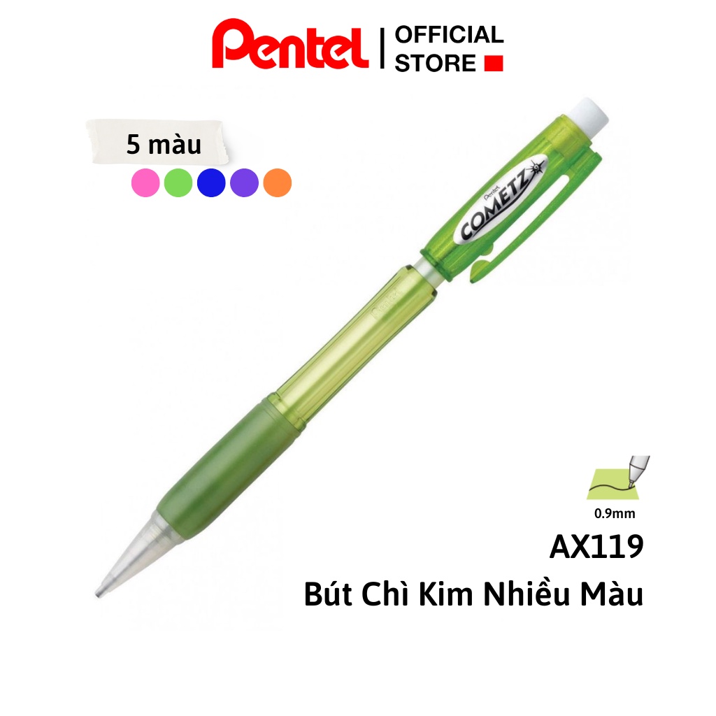 Chì Kim Pentel Cometz AX119 Lõi To 0.9 mm - 2B Dùng Thi Trắc Nghiệm Chuẩn Nhật Bản