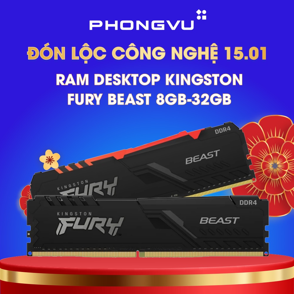 Ram Kingston Fury Beast / Beast RGB 8GB - 16GB - 32GB DDR4 3200MHz (KF432C16BB) - Bảo hành 36 tháng