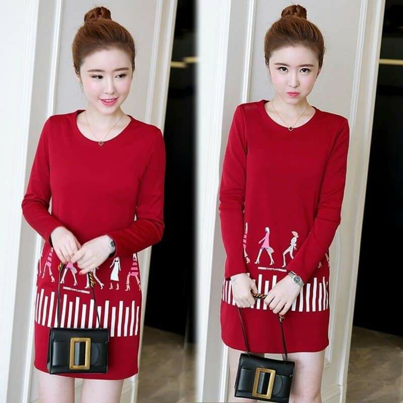 Đầm bầu váy suông tay dài có túi