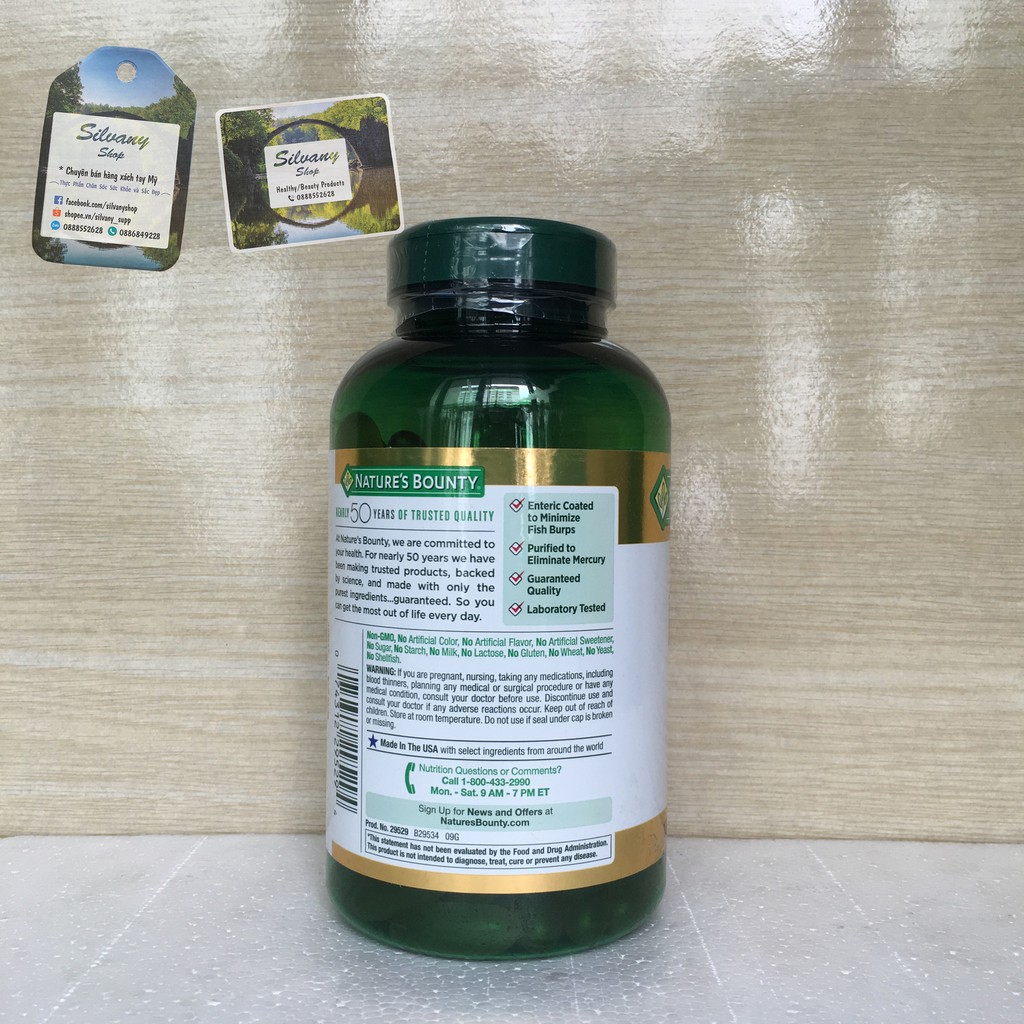 Dầu Cá Không Mùi Nature's Bounty Fish Oil 1400mg | 980mg Omega_3 - 130 Viên – Hàm Lượng Cao | Thế Giới Skin Care