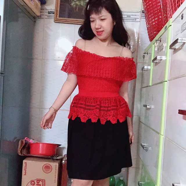 Đầm công sở lệch vai