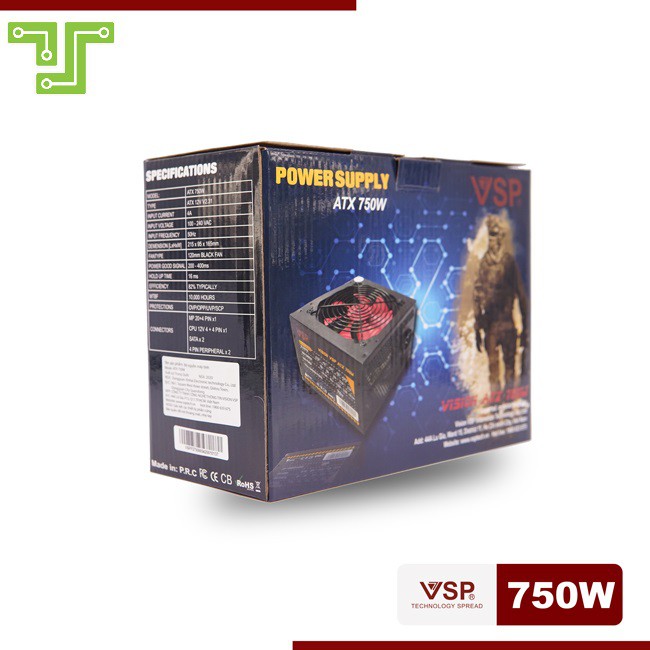 Nguồn máy tính vision VSP ATX 750W + Dây nguồn