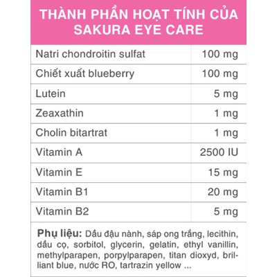 Viên uống bổ mắt SAKURA EYE CARE - giảm nhức mỏi mắt, chống lão hóa và tăng cường thị lực