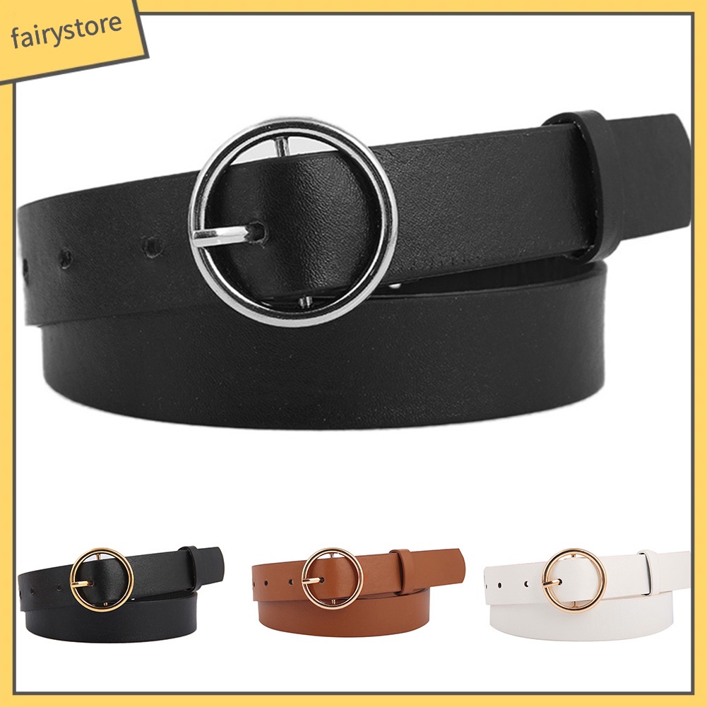 Thắt Lưng Da Phối Khoá Kim Loại Tròn Cho Nữ