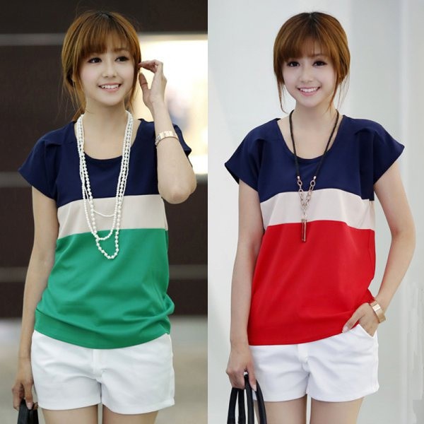 Áo thun cộc tay phối nhiều màu