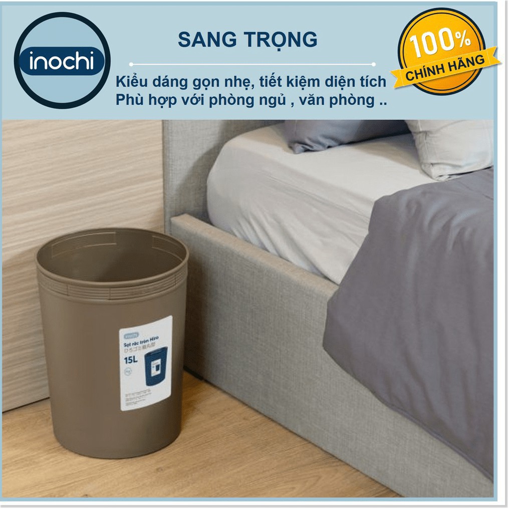 Thùng Rác Nhựa Tròn Inochi 15 Lít Màu Rất Đẹp Làm Sọt Rác Văn Phòng, Khách Sạn, Đựng Rác Gia Đình, Để Bàn Trong Nhà