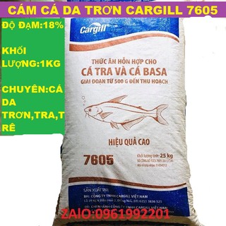 [1kg]Cám cá tra Cargill 7605 18% đạm cho cá ăn hoặc dùng câu cá(1kg)-1KG thức ăn cá  cargill 7605