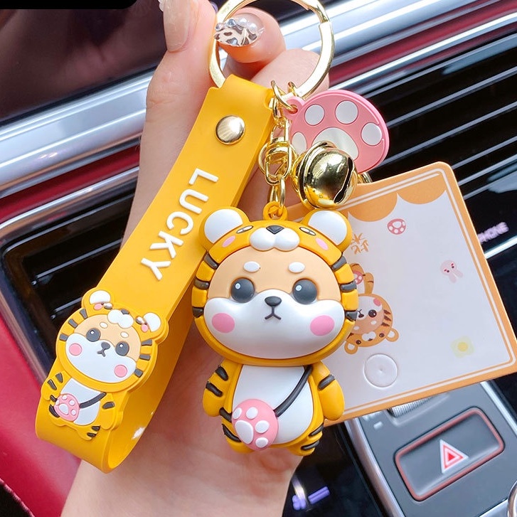 Móc khóa gắn hình cún Shiba hoạt hình đáng yêu
