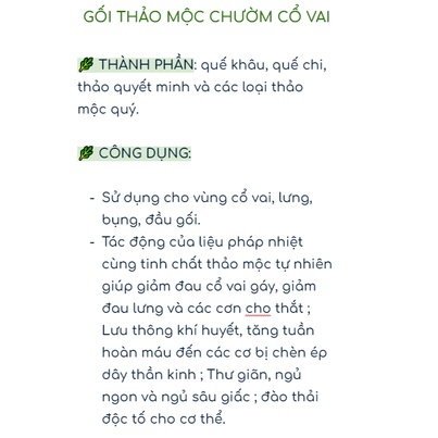 Gối thảo dược chườm cổ vai gáy- LÒ VI SÓNG & CHẢO, lưng, bụng, đùi, chân- lưu thông khí huyết, thư giãn ANGEL GARDEN SPA