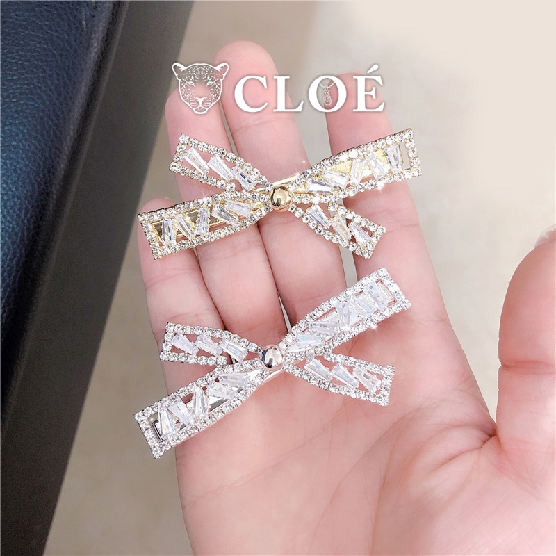 Kẹp tóc nữ đính đá hình nơ trẻ trung phong xinh xắn cách Hàn Quốc phụ kiện tóc Cloe Accessories